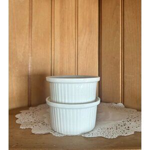 Vintage Enoch Wedgwood Tunstall Ironstone Ramekins Classic White Edme Set of 2